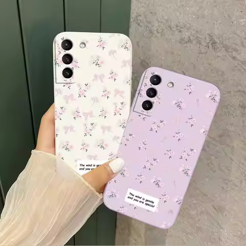 S22 Pink Flowers Silicone Phone Case For Samsung S20Ultra S22 S21Plus S22Ultra S22Plus S21 S21Ultra 