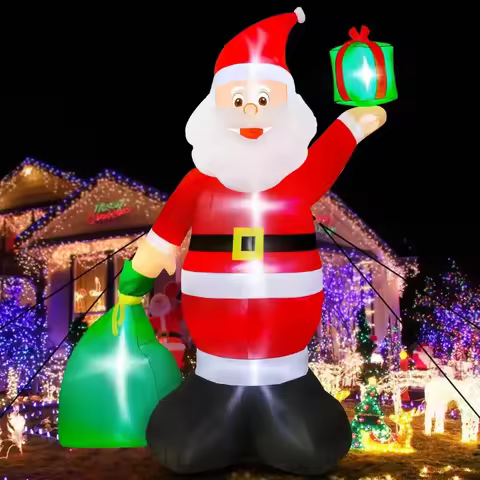 Christmas Inflatable 14FT anta IGiant Inflatable Santa with Bag, Blow Up Santa Claus with 6pcs LED S