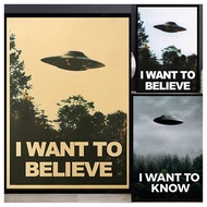 I WANT TO BELIEVE The X Files Art Posters UFO Retro TV Series Canvas Painting Decorative Picture Hom