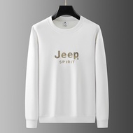 JEEP SPIRIT เสื้อกันหนาวผู้ชายใหม่รอบคอหลวมเสื้อกันหนาวพิมพ์ผ้าฝ้ายกีฬาเสื้อยืด