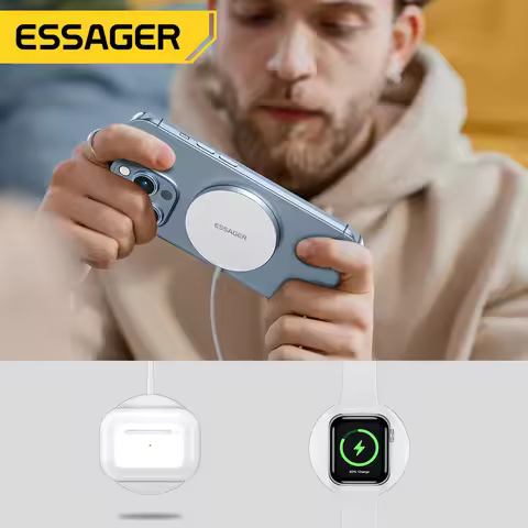 Essager Magnetic Induction Wireless QI charger 3 in 1 phone Fast Charging Stand For Iphone14 Airpods