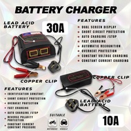 BATTERY CHARGER CAR & MOTORCYCLE 10A - 12V / 30A - 12V / 24V LEAD ACID BATTERY FULL AUTOMATIC FAST C