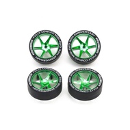 Tamiya 95666 FULLY COWLED 30TH ANNIV. SUPER HARD LOW PROFILE TIRES & MATTE GREEN PLATED WHEELS
