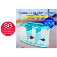 3 Compartment Betta tank. fish tank for fighting fish. Tank come with light.   Mini Desktop small bo