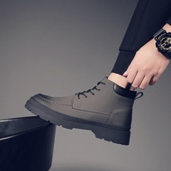 875 Trendy Overall Boots Men Dark Green Leather Short Boots Frosted Casual Men's Boots