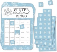 Big Dot of Happiness Winter Wonderland - Bingo Cards and Markers - Snowflake Holiday Party and Winte