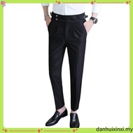 VENGOZ - Men's Formal Pants Classic Double Button Gurkha Pants Black