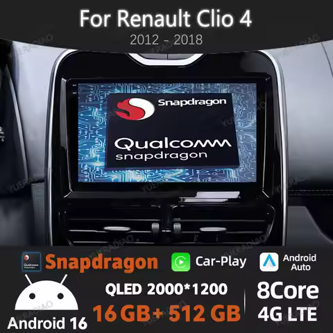Android 16 Car Radio For Renault Clio 4 BH98 KH98 2012 - 2018 Qualcomm Multimedia Video Player Wirel