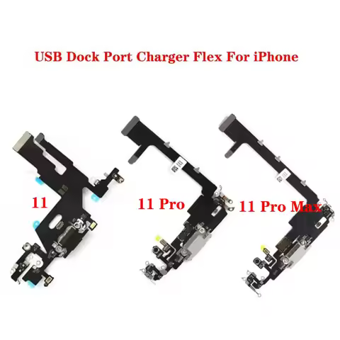 50PCS For iPhone 11 Pro Max Charging USB Port Dock Flex Cable With Microphone Headphone Audio Jack R