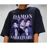 T-shirt Damon Salvatore Vampire Diaries Four Seasons Cetakan Baru Baju Kapas Kasual Fesyen Longgar P