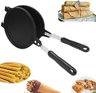 Double Side Waffle Maker Non Stick Waffle Irons Mold Pan Egg Roll Maker DIY Ice Cream Pancake Cone Maker Omelet Dessert Cooking Baking Tool for Home Kitchen Restaurant Snack Stand Cake Shop (6.7in)