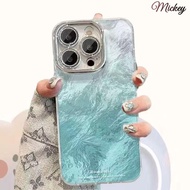 iphone Protective Cases.blue Smudge Apple 16Pro Glacier Pattern iPhone15 Phone Case 14/13 Lens Film 