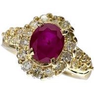 Size 12, 0.90ct Ruby, 0.40ct Diamond Ring, 18K Gold, 5.9g, Women's