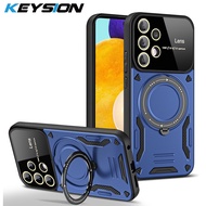 KEYSION Shockproof Armor Case for Samsung A52 5G A52S 5G A32 A22 5G Ring Stand Camera Protector Phon