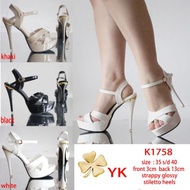 YKshoes 1758 heels 13cm strappy stiletto heels black white khaki heels