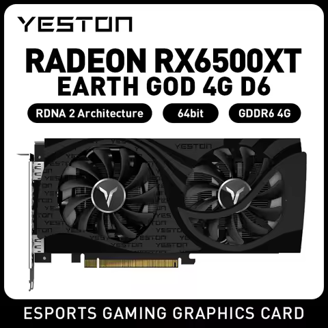 Yeston RX 6500 XT 4GB GDDR6 Gaming Graphics Card - High Performance for 1080p Gaming & PC Builds Vid