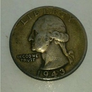 1943美國25美分銀幣，美國25美分硬幣，美國銀幣，銀幣，收藏錢幣，錢幣，幣，紀念幣~1943年美國25美分硬幣