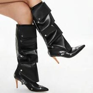 Button Patchwork Convertible Tall Boots, Summer 2026 New Arrival Hot Lady High Heels Fashion Boot, P