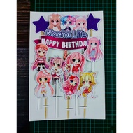 Gacha Life Happy Birthday Decoration Set Cake Topper for Birthday Cake Custom Name