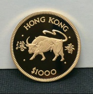 1985年香港生肖牛年紀念金幣  参考價約$16100