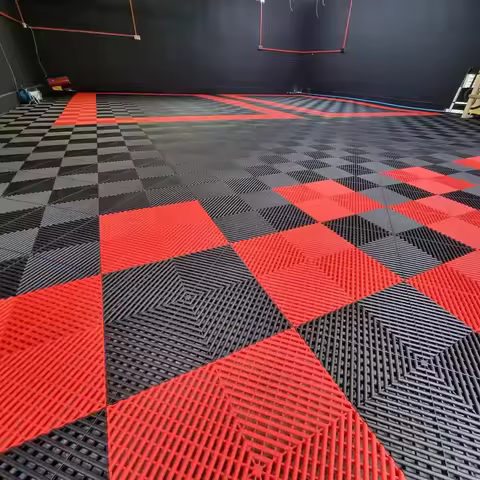 100% New PP Plastic Interlocking Garage Floor Tiles Garage Flooring Mats for Car Detailing Shop Work