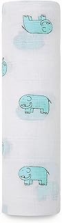 aden + anais Jungle jam-Elephant 8983J Baby Gift, Muslin Swaddle, 1 Piece, Light Blue, 47.2 x 47.2 i