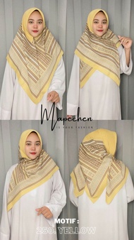 Edisi Kuning - Hijab VOAL MOTIF Jilbab Lemon Lime Mustard Kuning Kunyit Segiempat LaserCut