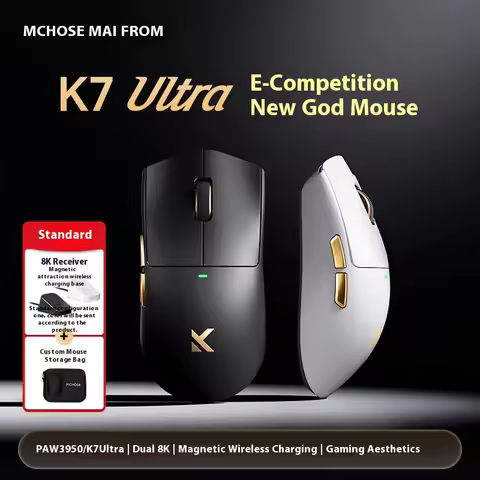 MCHOSE K7 Ultra Lightweight Mouse Gaming Gaming 8k Magnetic Wireless Charging PAW3950 Bluetooth
