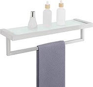 Alise Bathroom Shelves Glass Shelf with Towel Bar,Wall Mount Floating Shelves for Bathroom,Tempered Glass Towel Rack Towel Holder Storage Organizer,SUS304 Stainless Steel Brushed Nickel