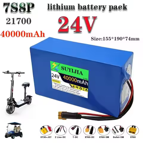 New 21700 24V 40Ah 21700 7S8P 0-1000W 40A 40000mAh high power lithium battery built-in BMS large cap
