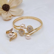 Lombok pearl jewelry Set || Rhodium JEWELRY Set || Freshwater pearl jewelry Set || Women's Rings || 