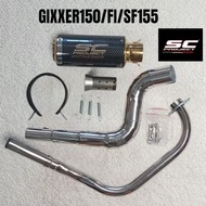 [GIXXER Carb/Fi/SF155/SF250] SC PROJECT Full System Exhaust Pipe + Big elbow + Silencer + Accesories