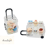 [AuraLayor] Cartoon Chiikawa Anime Figures Cute Mini Doll With Transparent Luggage Storage Box Deskt