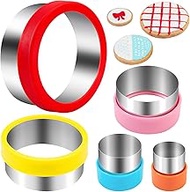 Nifogo Round Circle Cookie Cutter 5 Pcs, Biscuit Cutters, Stainless Steel Sandwich Cutter, 5 Differe