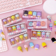 Eraser Set 4 Pcs Cute Ice Cream Shaped Eraser Lollipop Donut Eraser Sweet Character Pencil Eraser Cu