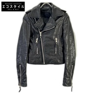 Balenciaga 256302 Black Lamb Leather Double Rider Jacket Size 34 [Used]