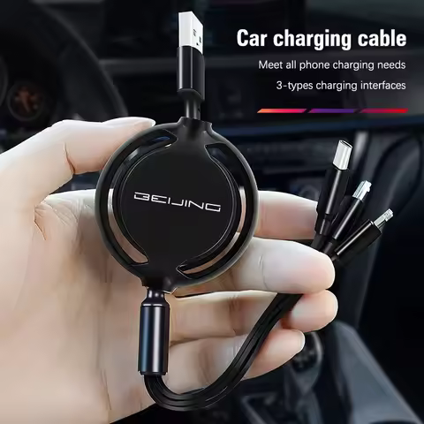 Car 100w Fast Charging Data Cable Scalable 3 In 1 Phone Charger USB Type-C for Baic EVO Beijing BJ40