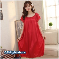 8️⃣8️⃣Nightstore8️⃣8️⃣ Women Pyjamas Plus Size Satin Ice Silk Nightdress Sleepwear 9 Colours