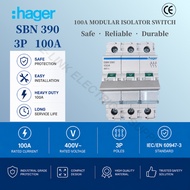 HAGER SBN390 3P 100A Isolator Switch 400V Modular Main Switch IEC/EN 60947-3