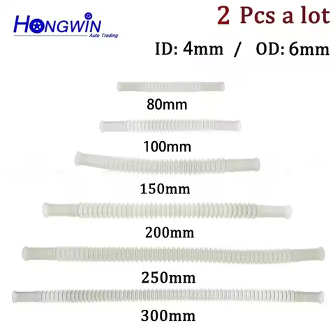 2pcs/lot PA11 ID:4 OD:6 8/10/15/20/25/30CM White/black Color Plastic Nylon Tube Corrugated Pipe For 