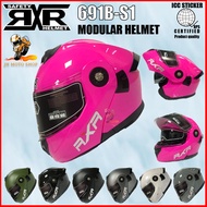 JH RXR 691B-S1 Motorcycle Helmet Modular With ICC Dual Visor Clear Lens Premium Design