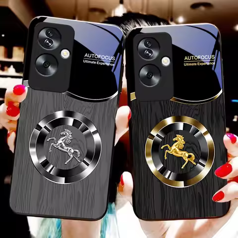 Wood Grain Horse Blue For Oppo A79 5G 58 78 74 60 4G Reno 11F Realme GT 6 11 Note 50 10 C55 X2 Tempe