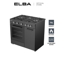 ELBA Gas Cooker with Gas Oven EGC-C9703G(BK) / EGC-C9704G(BK) - Safety Valve - Black (70L)