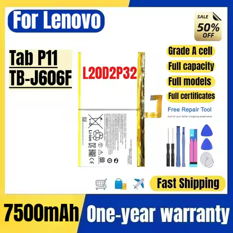 L20D2P32 for Lenovo Tab P11/TB-J606F Tablet Batteries High Quality High Capacity Replacement Bateria