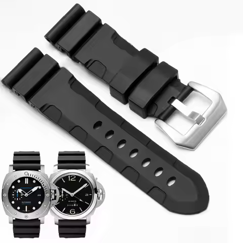 High Quality Rubber Watch Strap for the Panerai Diving Series 1164 PAM01209 Black Silicone Waterproo