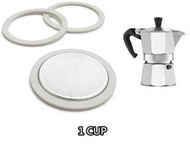 1 CUPS BIALETTI  Moka 比樂蒂 鋁質經典摩卡咖啡壺 (非原廠)代用 1杯裝 墊片和過濾器