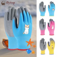 FLYTOP 1Pair Children Nitrile Cartoon Protective Gloves Camping Gardening Picking Beach Thick Anti-Slip Wear-Resistant Latex Gloves M3T5