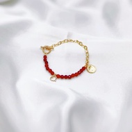 Athena雅典娜女神~晨曦系列紅水晶幸運錢幣手鍊~  生日禮物