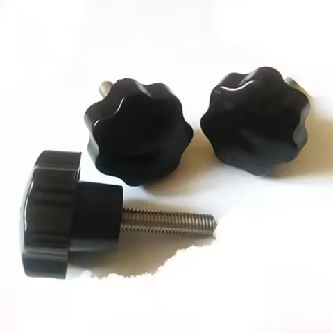 1Best 2pcs M6 Seven-star handle Bakelite plum hand screw Bakelite seven-corner knob Stainless steel 