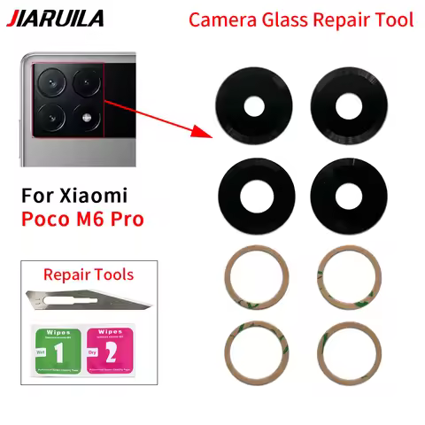 Back Camera Lens For Xiaomi Poco F6 M6 5G M6 Pro X5 X6 Pro C40 F3 F4 X4 GT M4 M5S Camera Glass Lens 